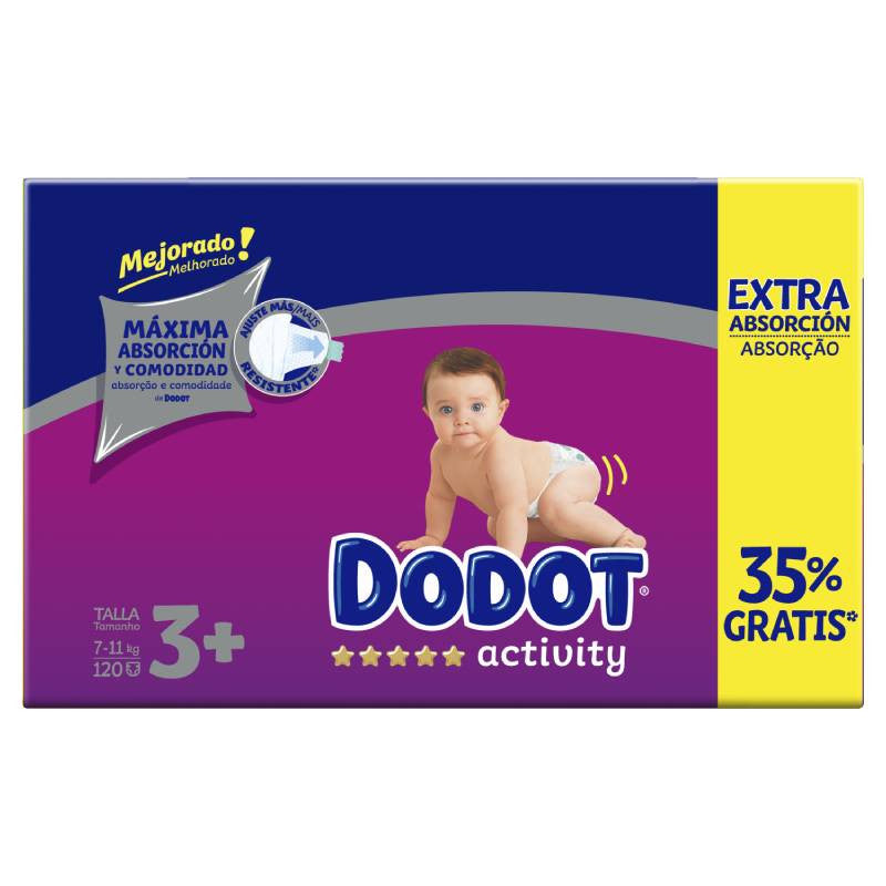 Dodot Activity Pañales Talla 3+ (7-11 Kg), 120 Unidades