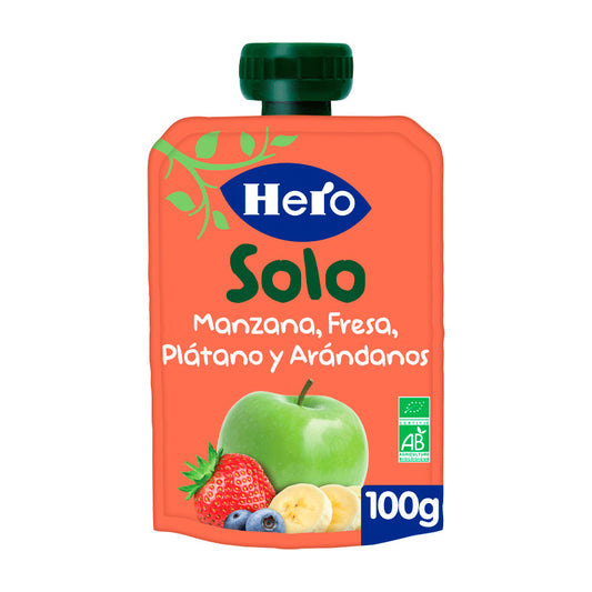 Hero Baby Bolsita Eco Hero Solo Manzana, Fresa, Plátano Y Arándanos 100G