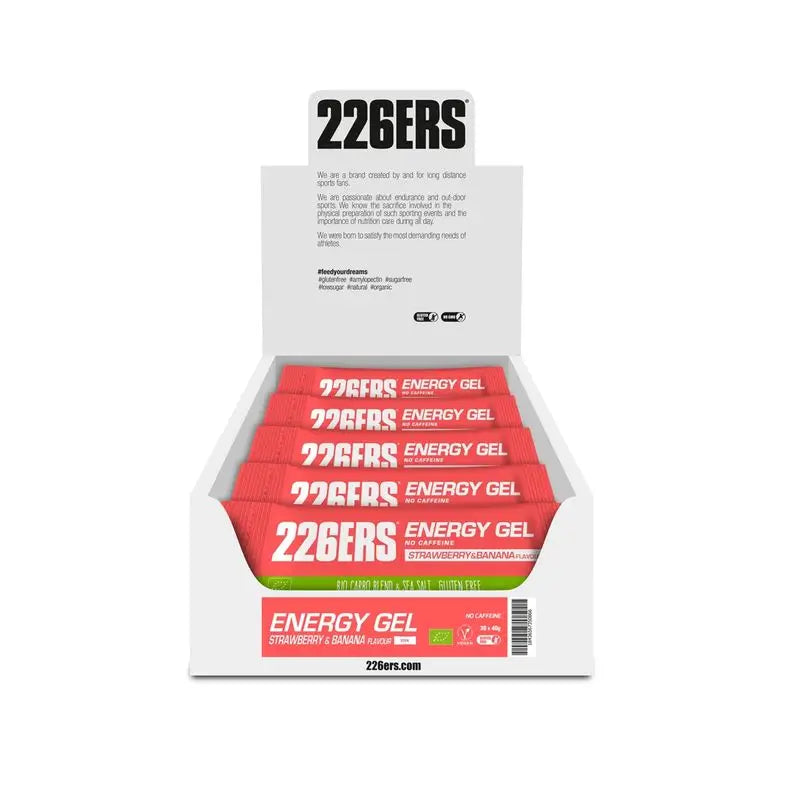 226Ers Energy Gel 40Gr  Gel Energético Fresa Y Plátano - Sin Cafeína, 30x40 gr