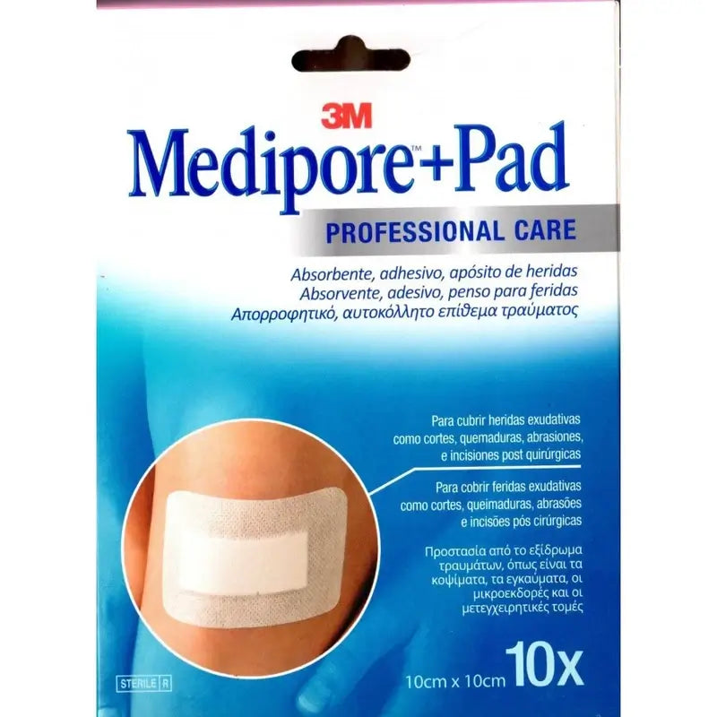 3M Medipore + Pad Aposito Esteril 10 x 10 cm 10 unidades