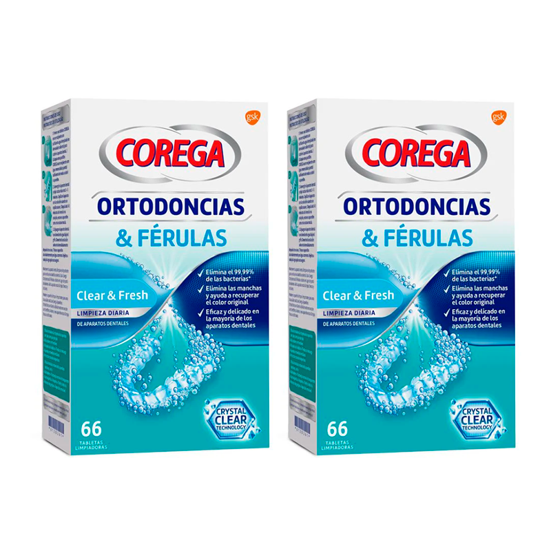 Corega Duplo Ortodoncias y Ferulas, 2 x  66 Tabletas