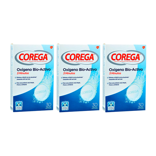 Corega Triplo Accion Total Limpieza para Protesis, 3 x  30 tabletas