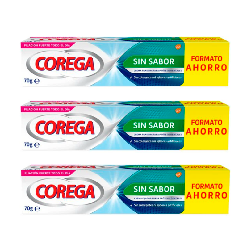 Corega Triplo Extra Fuerte Sin Sabor, 3 x  70 gr