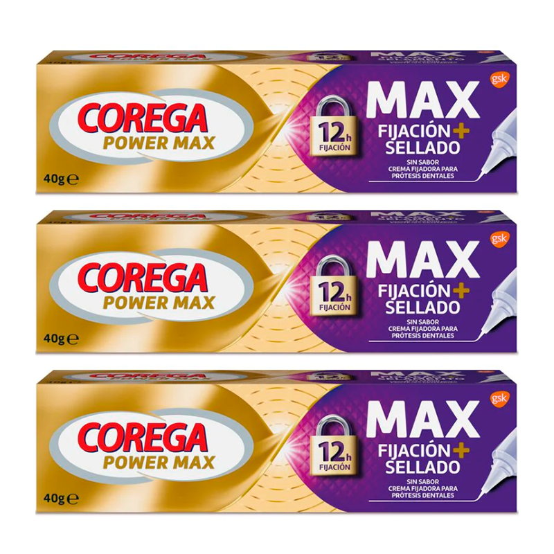 Corega Triplo Maximo Sellado Crema Fijadora, 3 x  40 gr