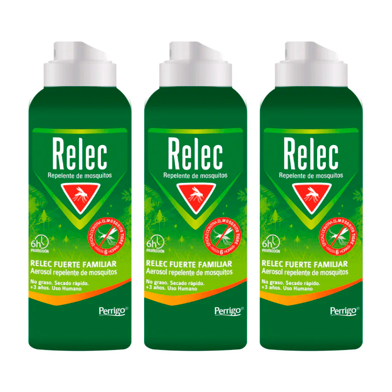 Relec Triplo  Fuerte Familiar Spray Antimosquitos,  3 x 125 ml