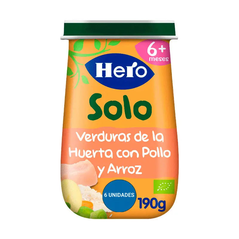 Hero Baby Solo Tarrito Crema De Verduras Pollo Y Arroz 6x190 Gr, +6 Meses