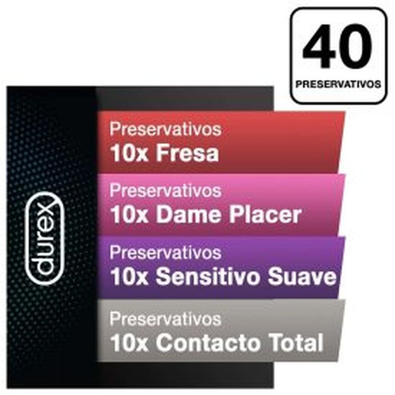 Durex Preservativos Mixtos Fun Explosion Sabor Fresa, 40 uds