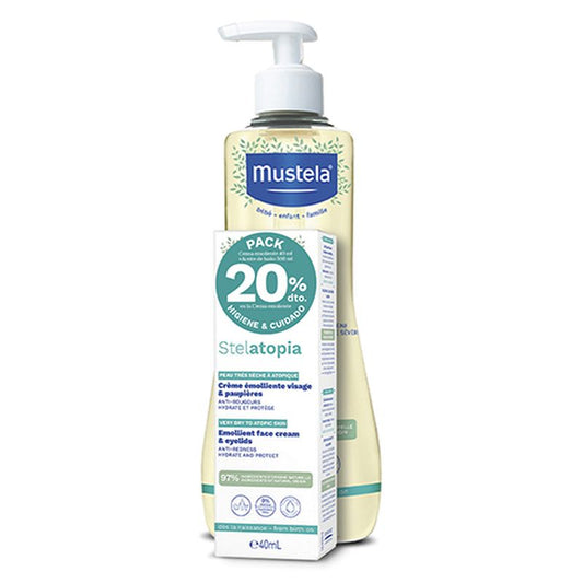 Mustela Pack Higiene & Cuidado Aceite De Baño 500 Ml + Crema Emoliente 40 Ml