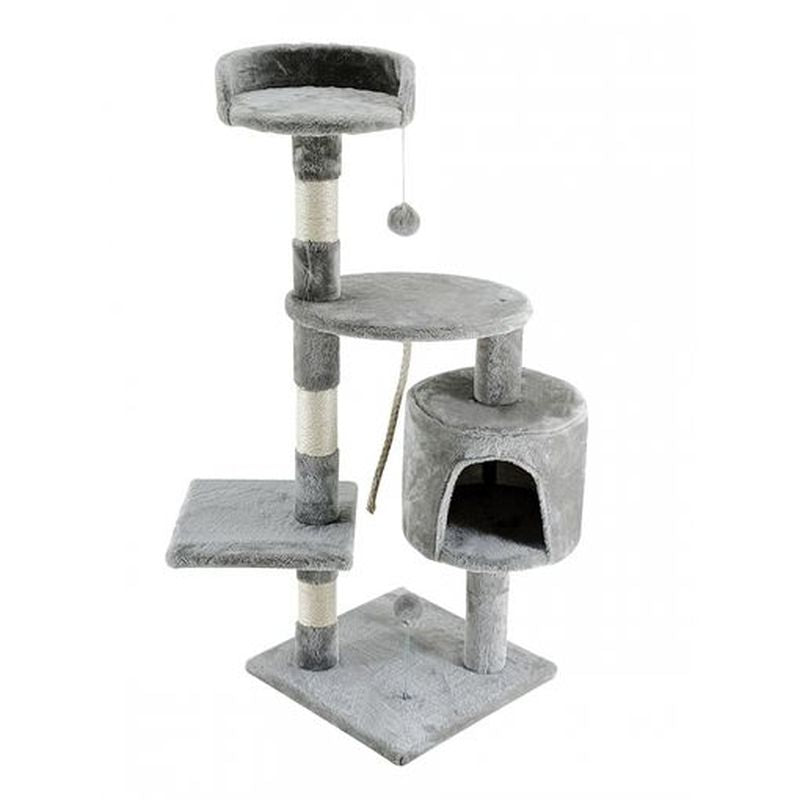 Mobiclinic Árbol Ascador Para Gatos Mediano Rascagatos 3 Alturas 40X40X112 Cm Gris Claro Silvestre