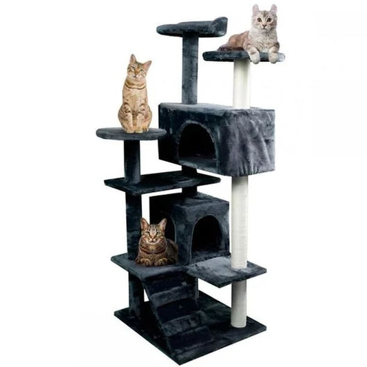 Mobiclinic Árbol Rascador Para Gatos Grande 5 Alturas 50X50X132 Cm Gris Tico