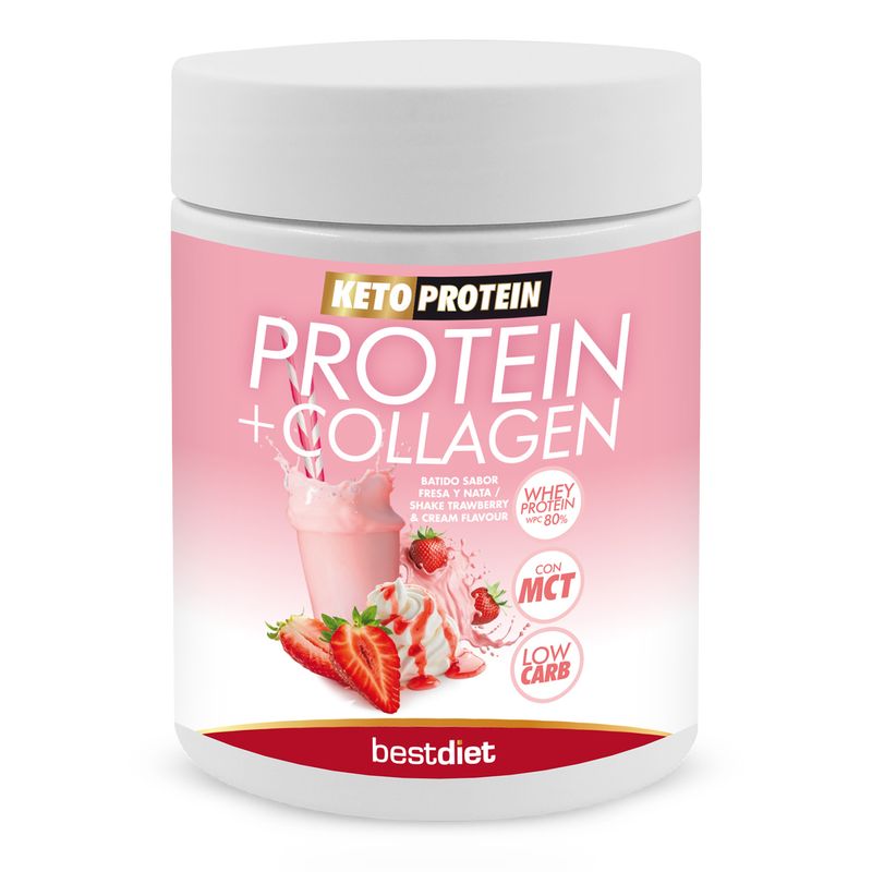 Keto Protein Polvo Protein + Collagen Fresa Nata Shake, 400 g