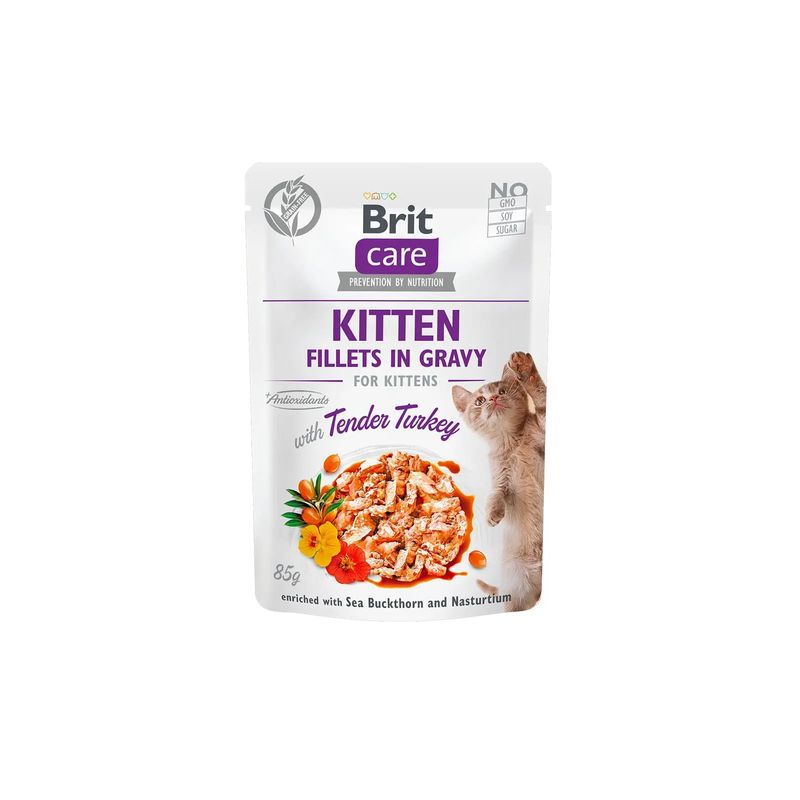 Brit Care Cat Kitten Filetes En Salsa Con Pavo 24X85Gr para Gatos