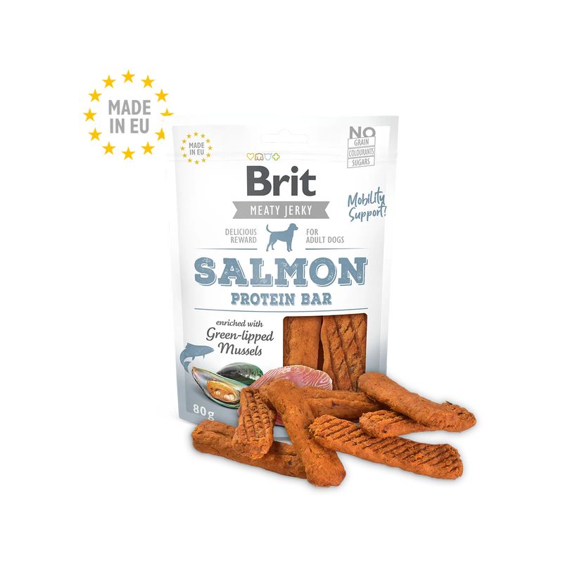 Brit Jerky Snack Protein Bar Salmon 80Gr para Perros