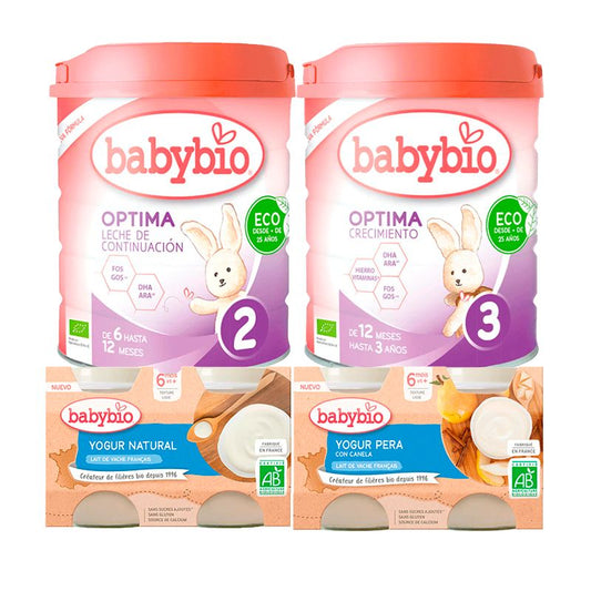 Babybio Pack Leche Óptima 2 y 3 + yogures de vaca