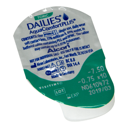 Dailies Aquacomfort Plus  Lentillas Tóricas Diarias , 30 unidades - +0.25,-0.75,10,8.8,14.40