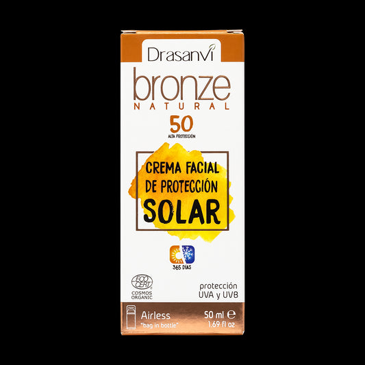 Drasanvi Bronze Natural SPF50 Crema Facial de Protección Solar Ecocert, 50 ml
