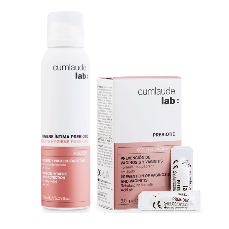 Cumlaude Lab Pack Higiene Íntima Prebiotic Mousse 150 Ml + Prebiotic Óvulos , 10 Unidades