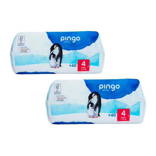 Pingo Pack 2X Pañal EcológicoTalla 4 Maxi, 40 Unidades