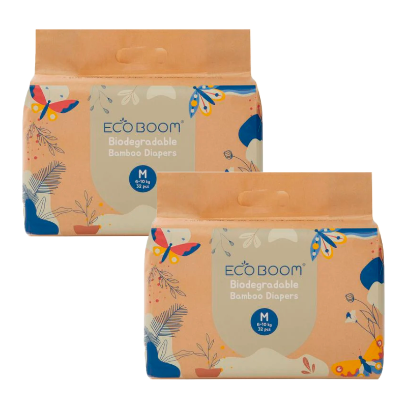 Eco Boom Pack 2X Pañal De Bambú Joy M 3, 64 unidades