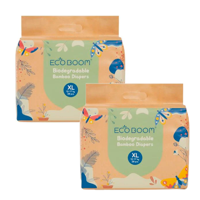 Eco Boom Pack 2X Pañal De Bambú Joy Xl 5, 56 unidades