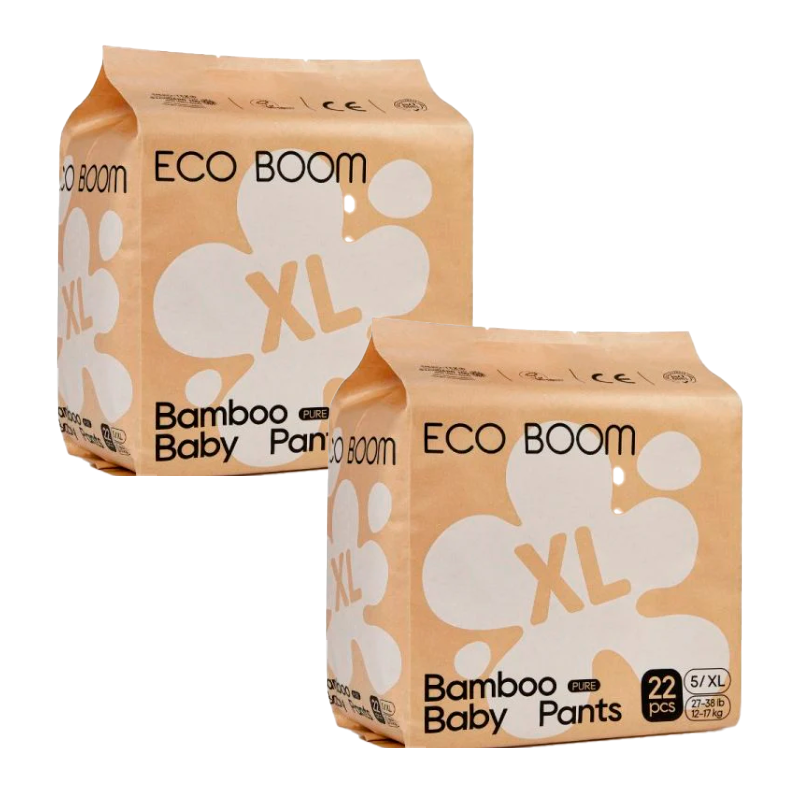 Eco Boom Pack 2X Pañal De Bambú Pure Xl, 44 unidades