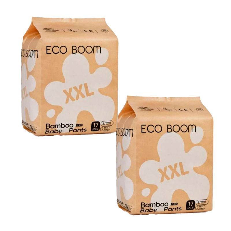 Eco Boom Pack 2X Pañal De Bambú Pure Xll, 34 unidades