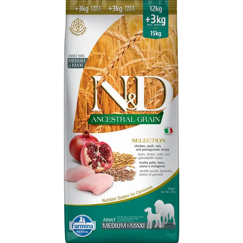 Farmina N&D Dog Selection Ancestral Med Maxi Pollo 12+3Kg