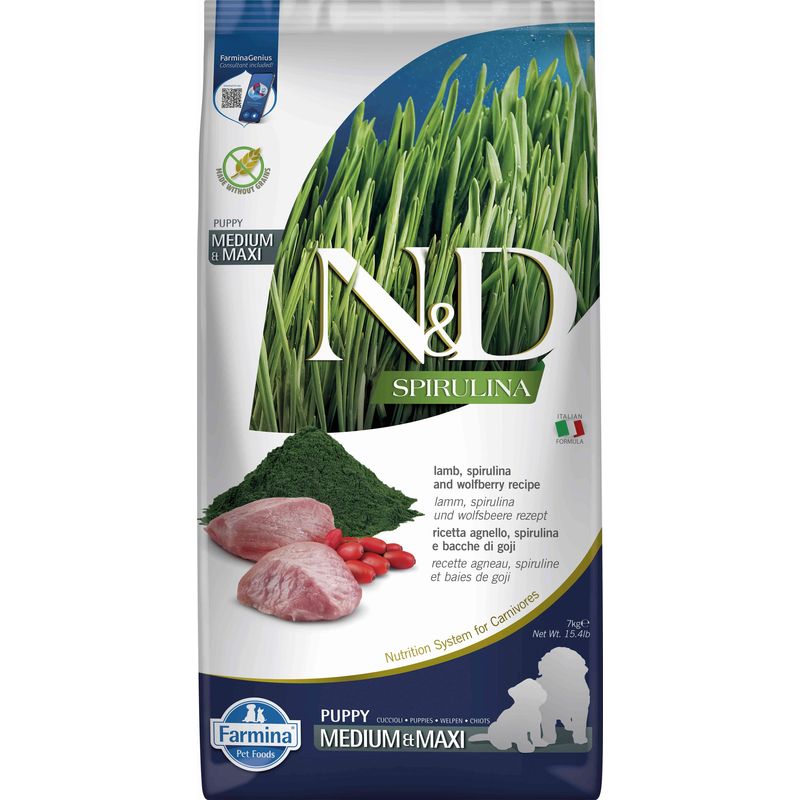 Farmina N&D Dog Puppy Spirulina Medium Maxi Cordero 7Kg