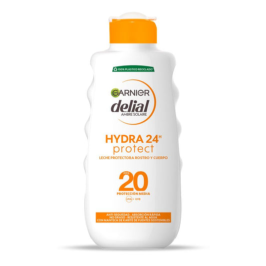 Garnier Delial Hydra 24H Protect Leche Protectora Rostro Y Cuerpo Protección Spf 20, Piel Suave E Hidratada 200Ml