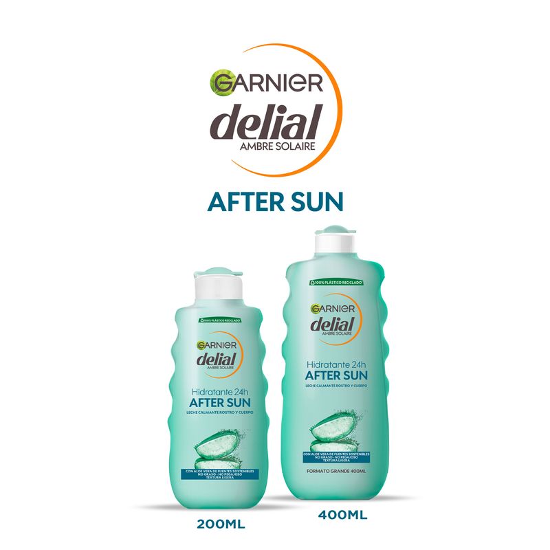 Garnier Delial After Sun Leche Calmante Rostro Y Cuerpo Con Aloe Vera Para Hidratar La Piel Después De La Exposición Solar 400Ml