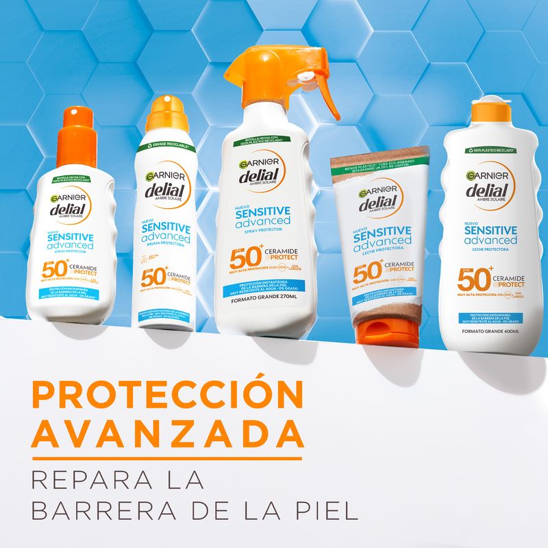 Garnier Delial Sensitive Advanced Leche Protectora Solar Para Pieles Claras, Sensibles E Intolerantes Al Sol Ip50+, 400Ml