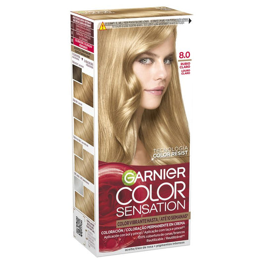 Garnier Color Sensation Tinte Permanente En Crema 8.0 Rubio Luminoso