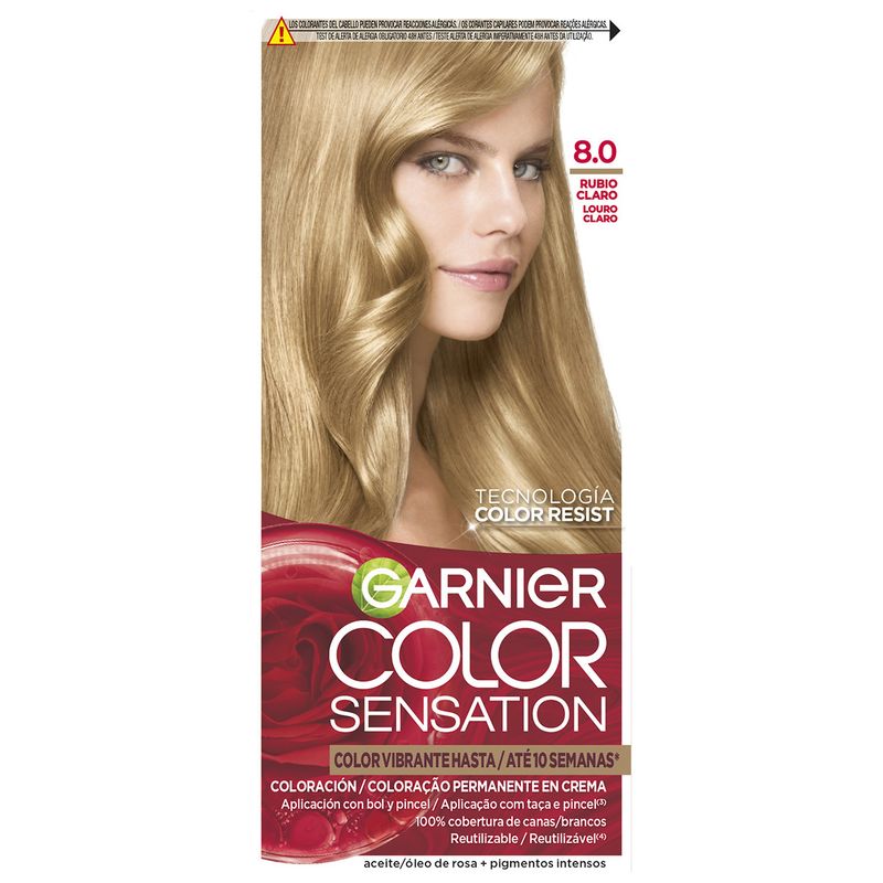 Garnier Color Sensation Tinte Permanente En Crema 8.0 Rubio Luminoso