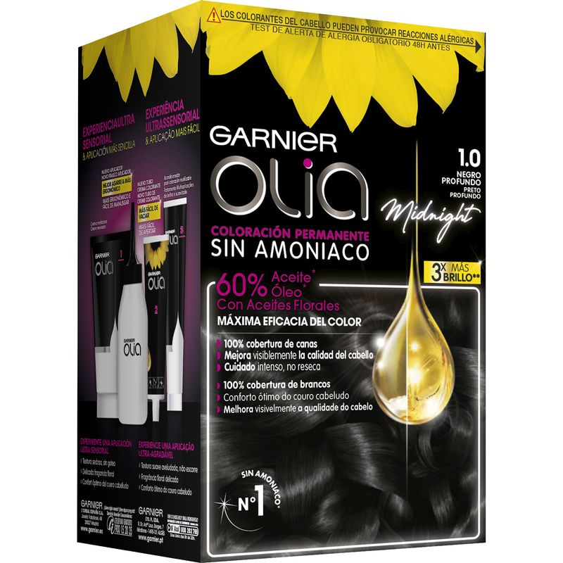 Garnier Olia Coloración Permanente Sin Amoniaco Para Un Olor Agradable Con Aceites Florales De Origen Natural - Negro Ébano 1.0