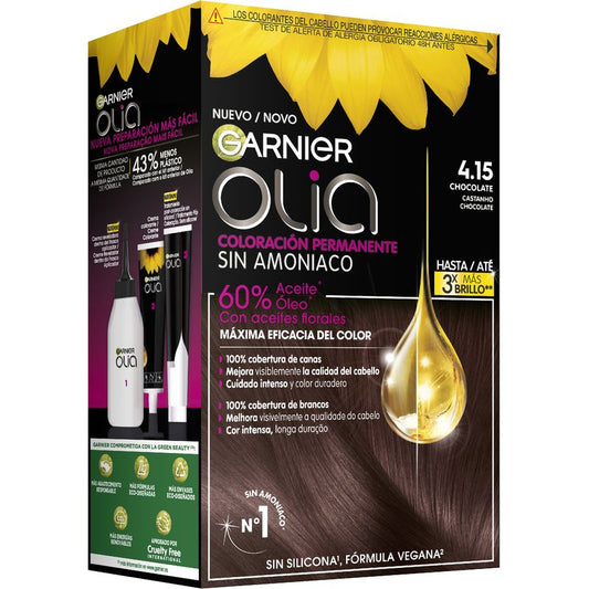 Garnier Olia Coloración Permanente Sin Amoniaco Para Un Olor Agradable Con Aceites Florales De Origen Natural - Chocolate 4.15