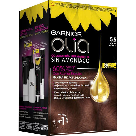 Garnier Olia Coloración Permanente Sin Amoniaco Para Un Olor Agradable Con Aceites Florales De Origen Natural - Caoba 5.5