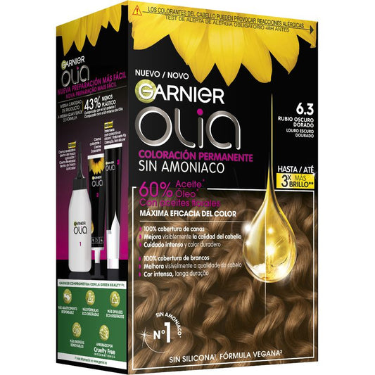 Garnier Olia Coloración Permanente Sin Amoniaco, Olor Agradable Con Aceites Florales Origen Natural - Rubio Oscuro Dorado 6.3