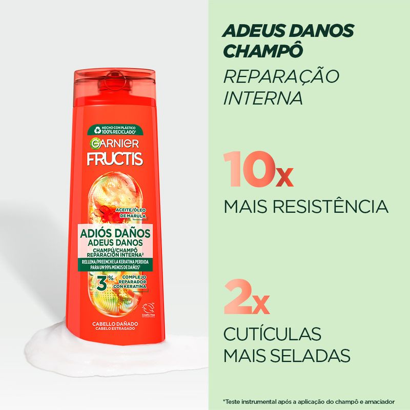 Garnier Fructis Champú Adiós Daños Con Aceite De Marula Para Cabello Dañado 300Ml