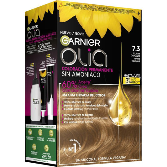 Garnier Olia Coloración Permanente Sin Amoniaco, Olor Agradable Con Aceites Florales Origen Natural - Rubio Dorado 7.3