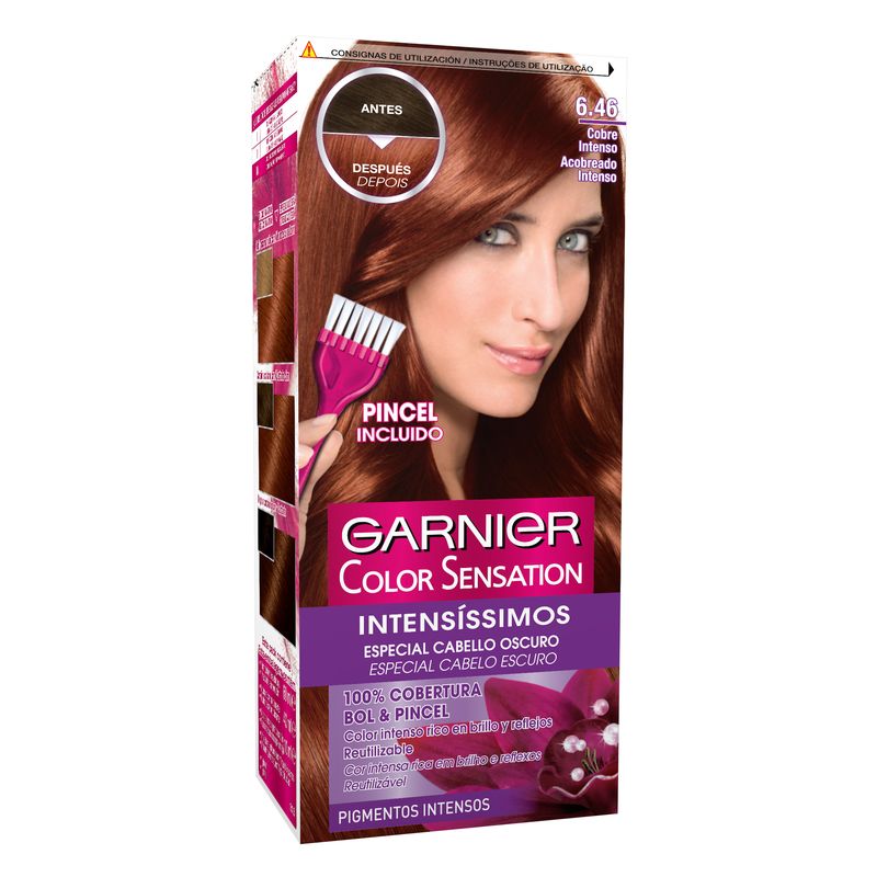 Garnier Color Sensation Coloración Permanente E Intensa Reutilizable Con Bol Y Pincel - 6.46 Cobre Intenso