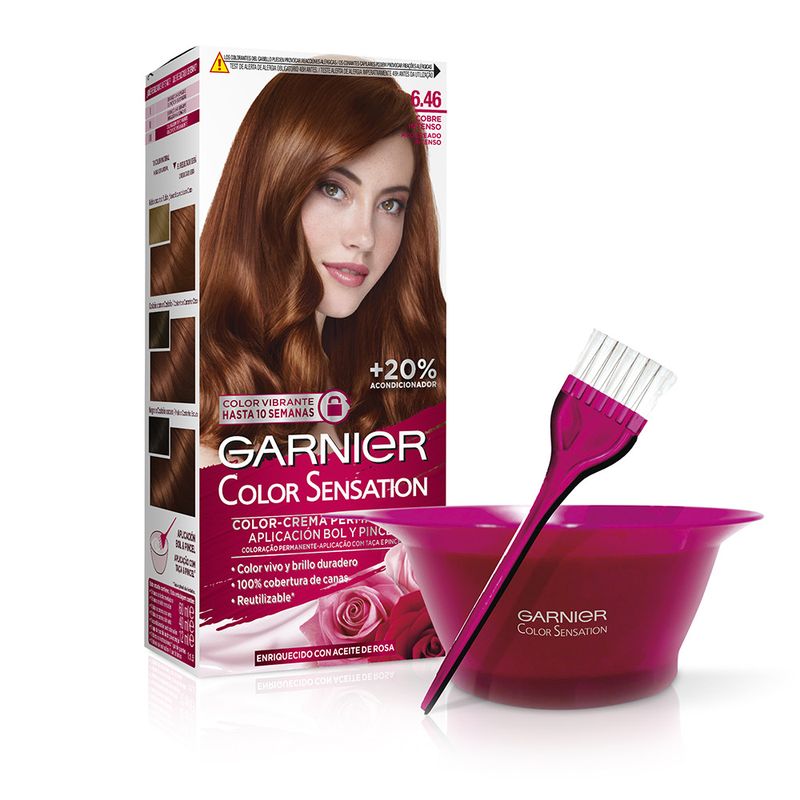 Garnier Color Sensation Coloración Permanente E Intensa Reutilizable Con Bol Y Pincel - 6.46 Cobre Intenso