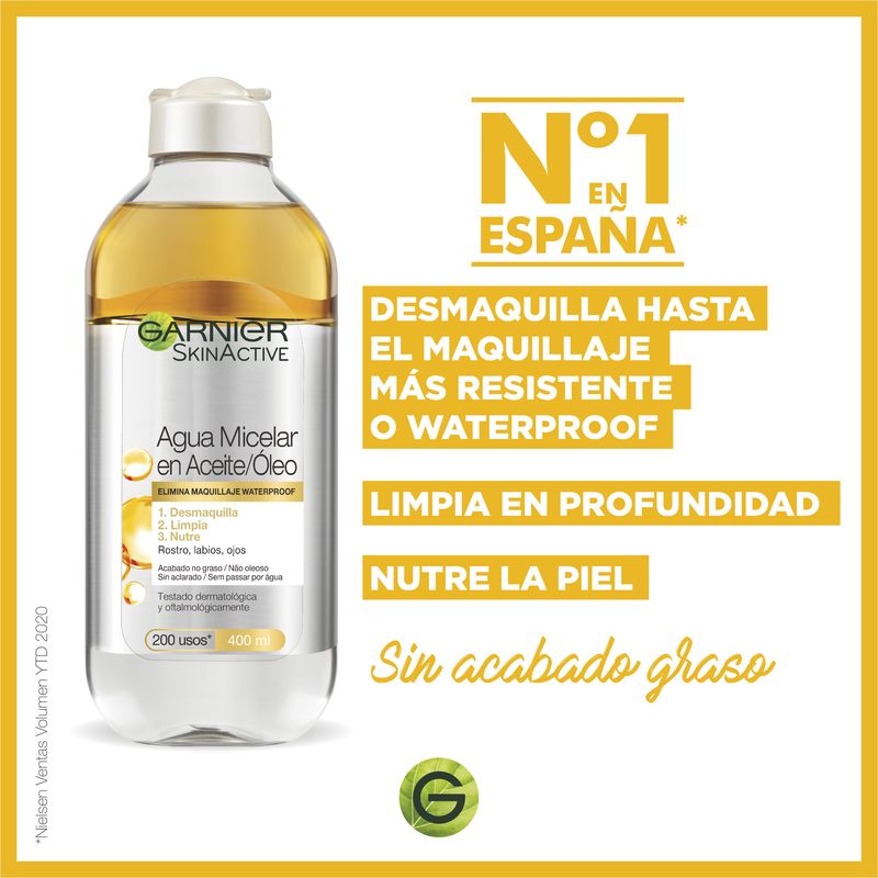 Garnier Skin Active Agua Micelar En Aceite - 400 Ml