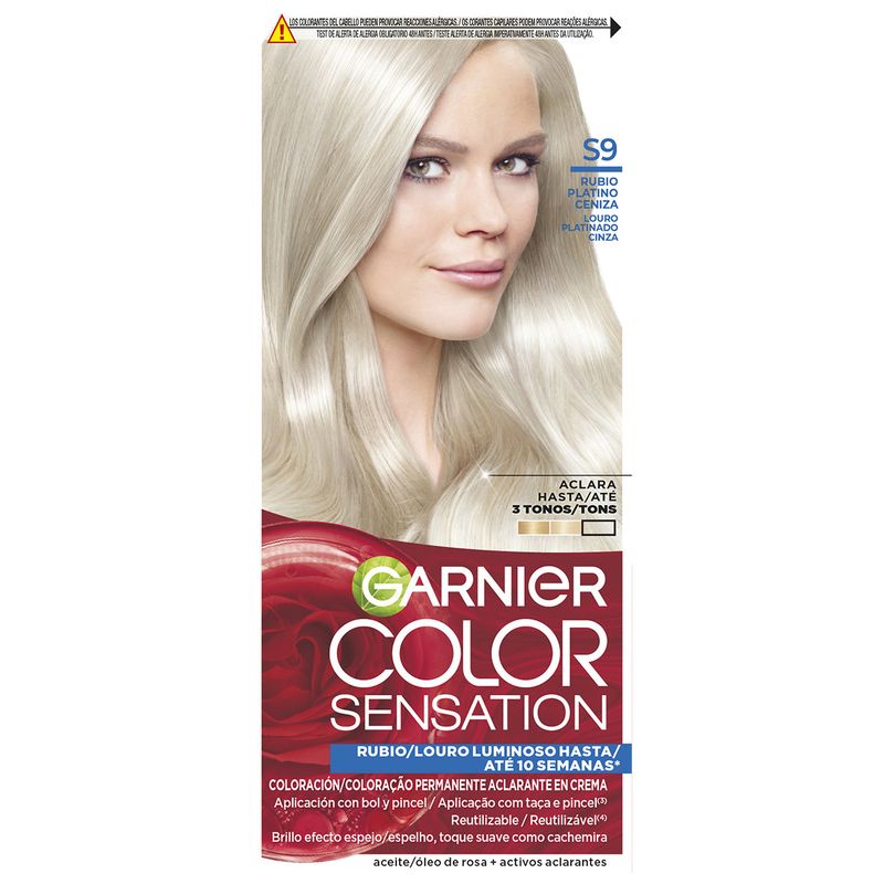 Garnier Color Sensation Tinte Permanente En Crema 9.0 Rubio Platino Ceniza