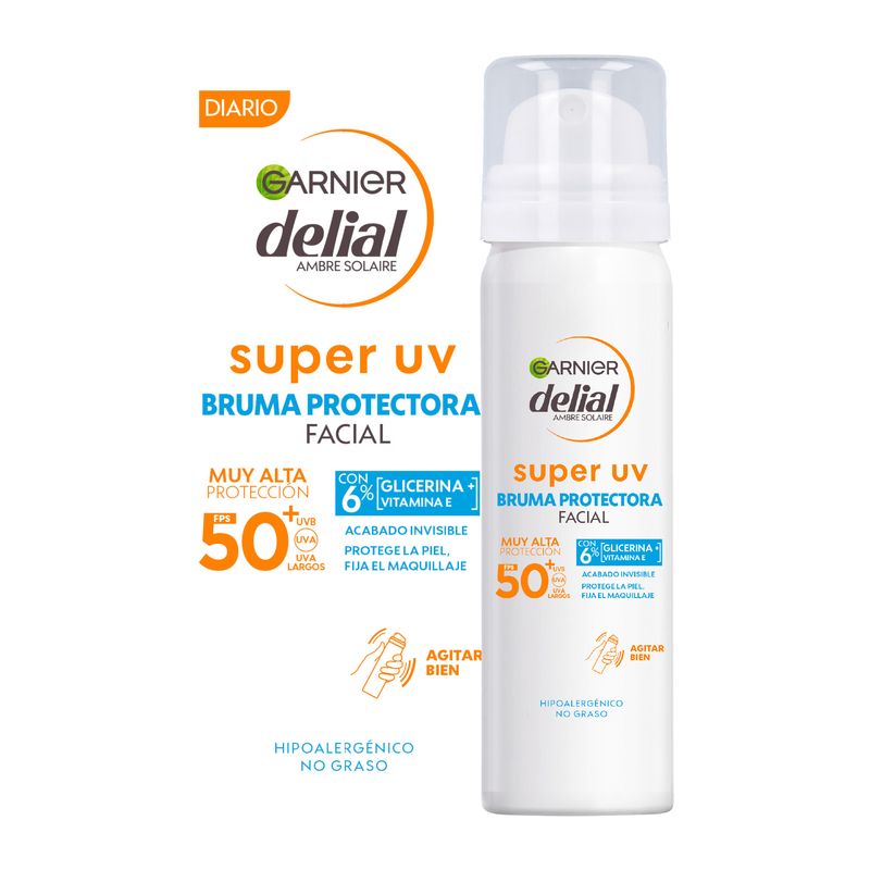 Garnier Delial Super Uv Fps50+ Bruma Protectora Facial Con Textura Invisible - 75Ml