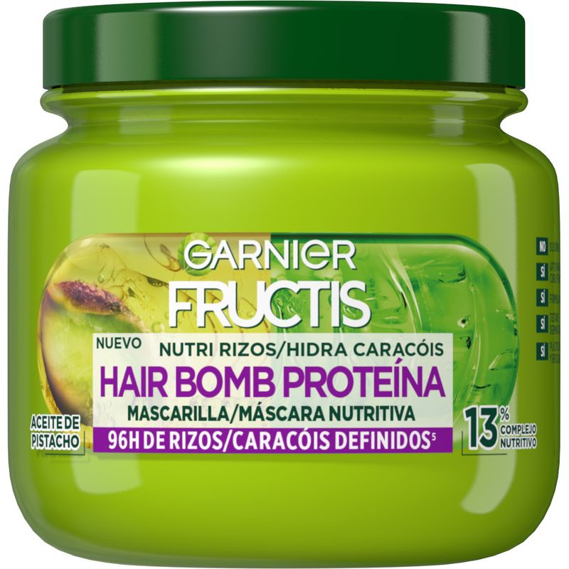 Garnier Fructis Nutri Rizos Hair Bomb Proteína Mascarilla Capilar Nutritiva Con Aceite De Pistacho 320 Ml.