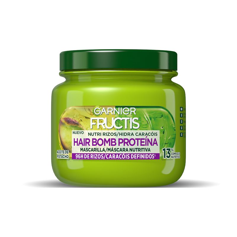 Garnier Fructis Nutri Rizos Hair Bomb Proteína Mascarilla Capilar Nutritiva Con Aceite De Pistacho 320 Ml.