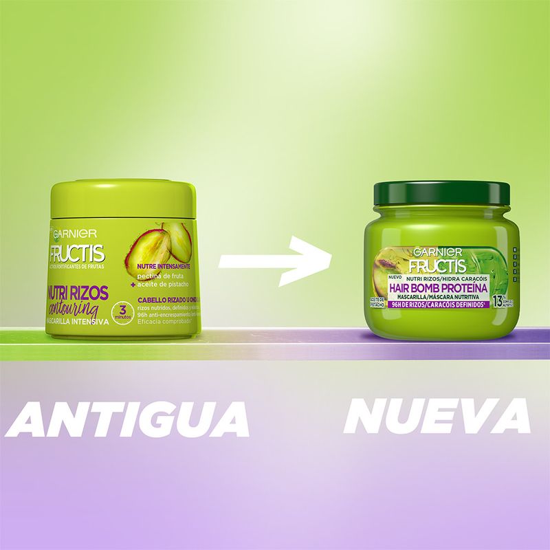 Garnier Fructis Nutri Rizos Hair Bomb Proteína Mascarilla Capilar Nutritiva Con Aceite De Pistacho 320 Ml.