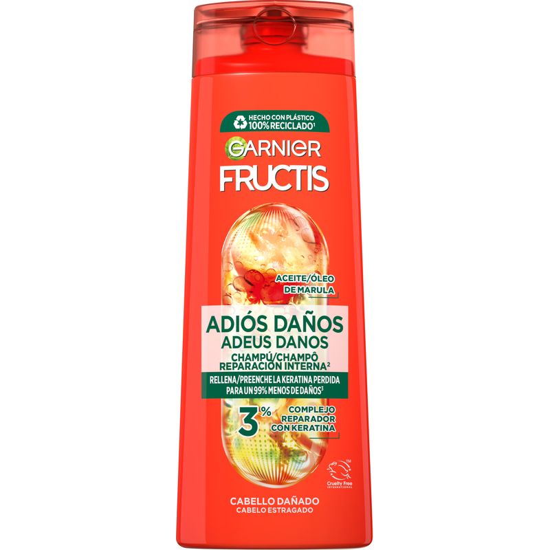 Garnier Fructis Champú Adiós Daños Con Aceite De Marula Para Cabello Dañado 380Ml