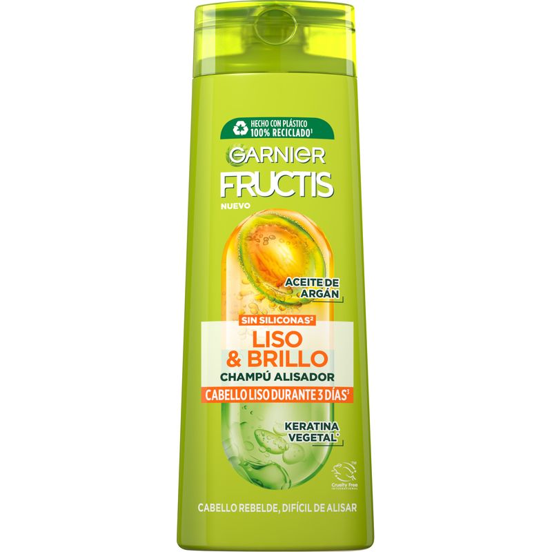 Garnier Fructis Liso & Brillo Champú Pelo Liso, Rebelde O Difícil De Alisar 380 Ml