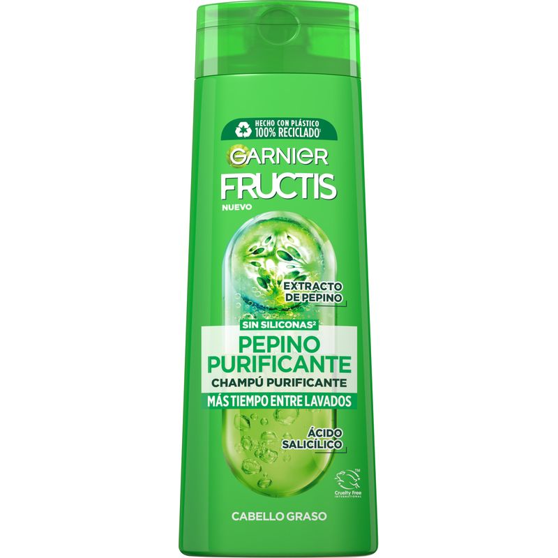 Garnier Fructis Pure Fresh Pepino Purificante Champú Pelo Graso 380 Ml